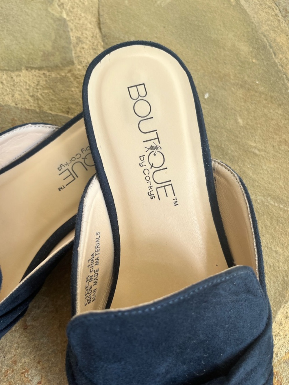 Boutique Navy Knot-Front Slip-On Mules 11 Women’s - Picture 3 of 5